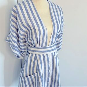 Reformation linen striped mini dress. Size 10.